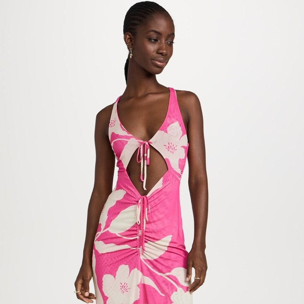 RESA Pink and Cream Floral Cutout Maxi Dress